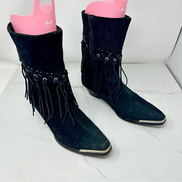 Oak Tree Farms Suede Fringe Slouch Boots- Size 8.5 - Picture 1 of 15